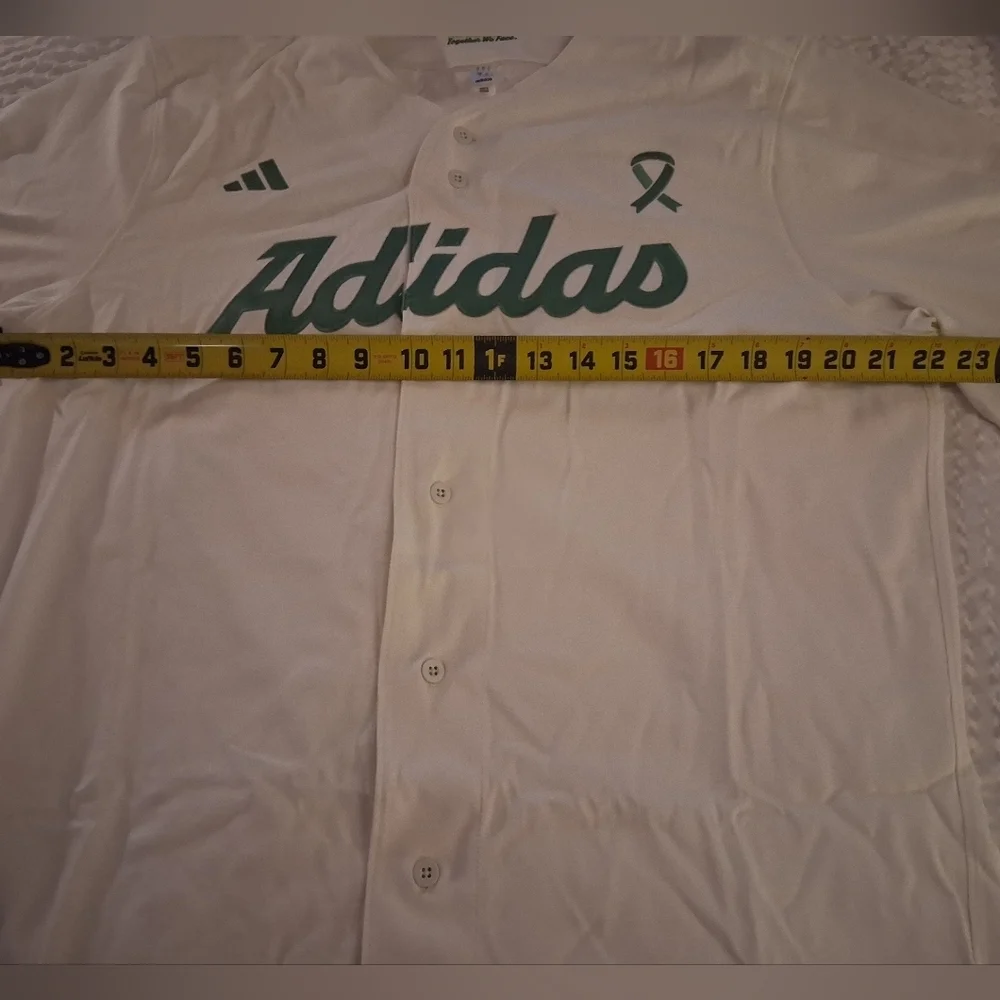 Adidas Men's Cream and Green Jersey